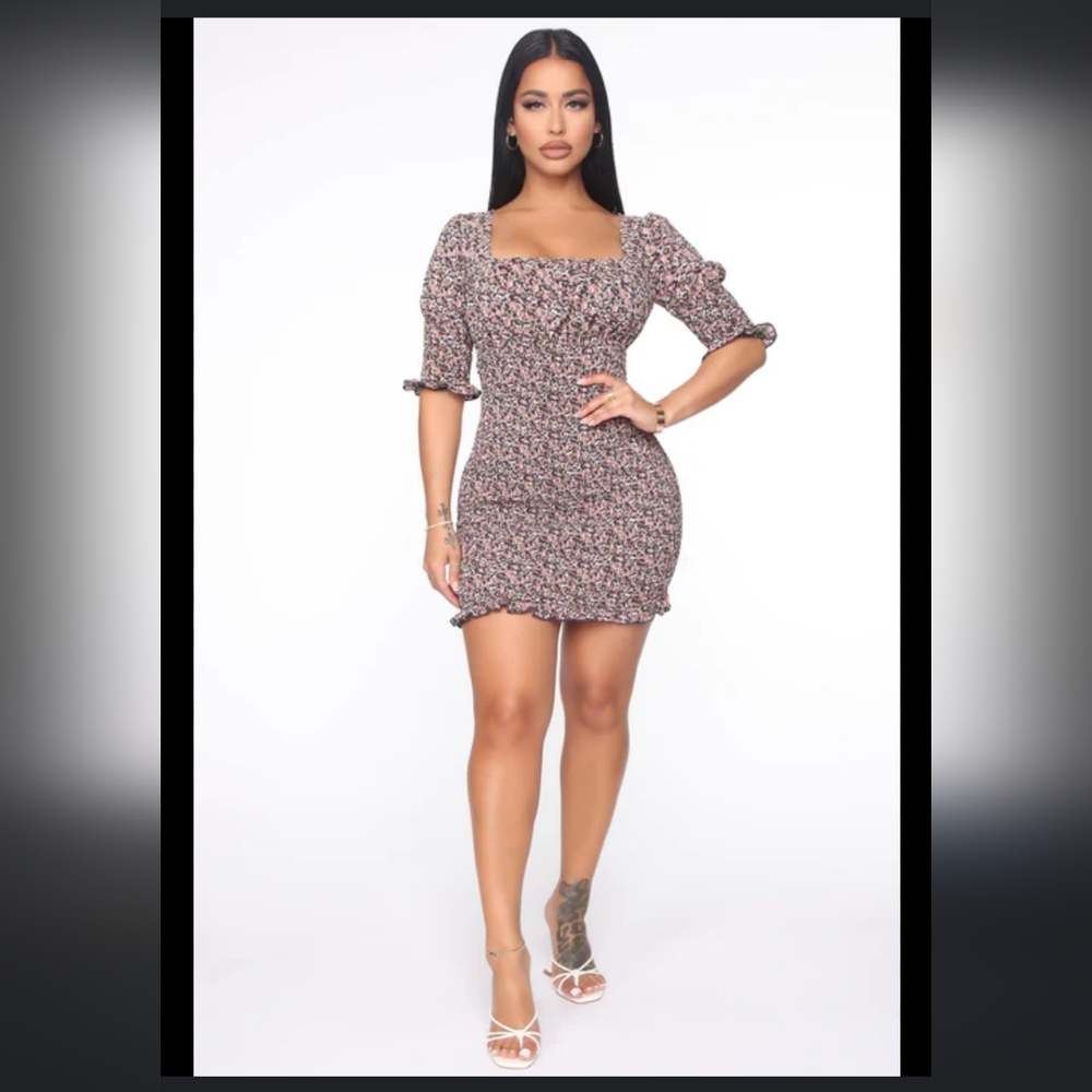 Fashion Nova Floral Trails Smocked Mini Dress